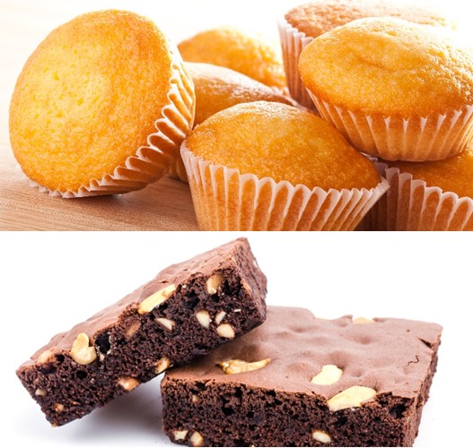 Brownie and cupcake